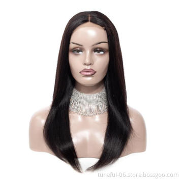 Tuneful 009A 4x4 lace closure wig Pre Plucked Hair Line Brazilian 8 to 24 Inch 100% Soft Black medium brown U Part swiss lace